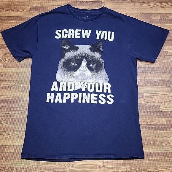 Grumpy Cat Blue Tee-shirt Size Medium - Picture 1 of 5